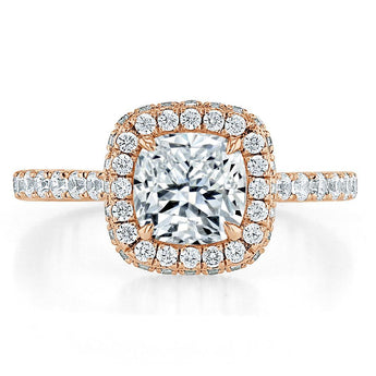 1.5 CT Cushion Cut Halo Pave Setting Moissanite Engagement Ring 7