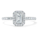 1.0 CT Emerald Cut Halo Moissanite Engagement Ring With Pave Setting 1