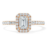 1.0 CT Emerald Cut Halo Moissanite Engagement Ring With Pave Setting 7