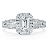 1.0 CT Emerald Cut Halo Split Shank Setting Moissanite Engagement Ring 1