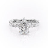 2.0 CT Pear Cut Solitaire Pave Setting Moissanite Engagement Ring 10