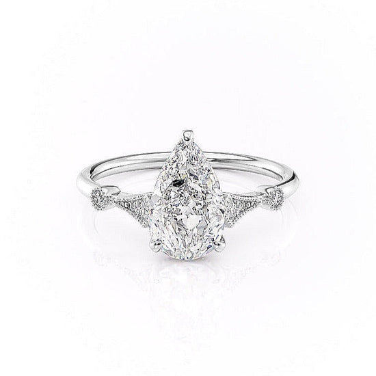 2.0 CT Pear Cut Solitaire Moissanite Engagement Ring. 1