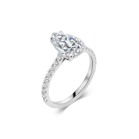 2 CT Pear Solitaire CVD F/VS1 Diamond Engagement Ring 3