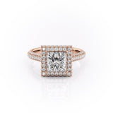 2.08 CT Princess Cut Double Halo Moissanite Engagement Ring 12