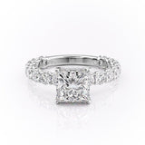 2.08 CT Princess Cut Solitaire Pave Setting Moissanite Engagement Ring 10