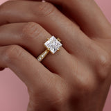 2.08 CT Princess Cut Solitaire Channel Pave Moissanite Engagement Ring 8