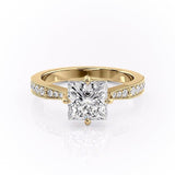 2.08 CT Princess Cut Solitaire Channel Pave Moissanite Engagement Ring 11