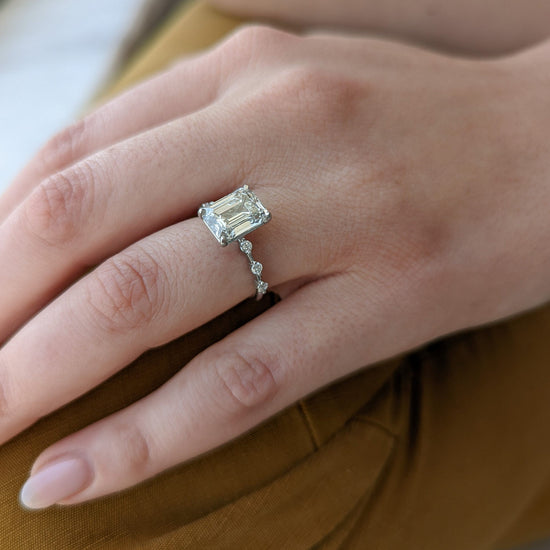 3.2 CT Emerald Solitaire CVD G/VS1 Diamond Engagement Ring 5