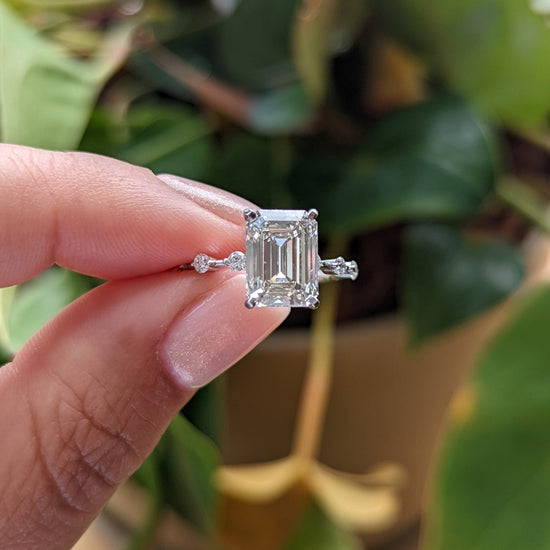 3.2 CT Emerald Solitaire CVD G/VS1 Diamond Engagement Ring 3