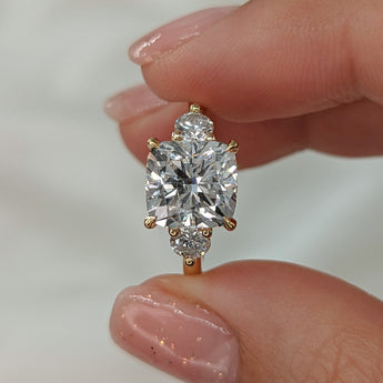 3.55 CT Cushion Three Stone CVD F/VS1 Diamond Engagement Ring 3