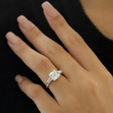 2.03 CT Asscher Cut Three Stone Moissanite Engagement Ring 2