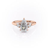 2.0 CT Pear Cut Three Stone Moissanite Engagement Ring 12