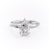 2.0 CT Pear Cut Solitaire Twisted Pave Moissanite Engagement Ring 11