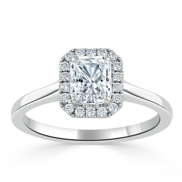 1.0 CT Radiant Cut Halo Moissanite Engagement Ring 1