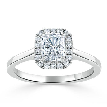 1.0 CT Radiant Cut Halo Moissanite Engagement Ring 1