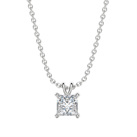 0.25 CT- 1.0 CT Princess Solitaire CVD F/VS Diamond Necklace 4