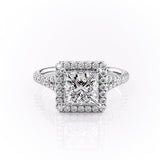 2.08 CT Princess Cut Halo Split Shank Setting Moissanite Engagement Ring 10