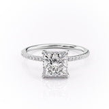 2.08 CT Princess Cut Solitaire Pave Setting Moissanite Engagement Ring 10