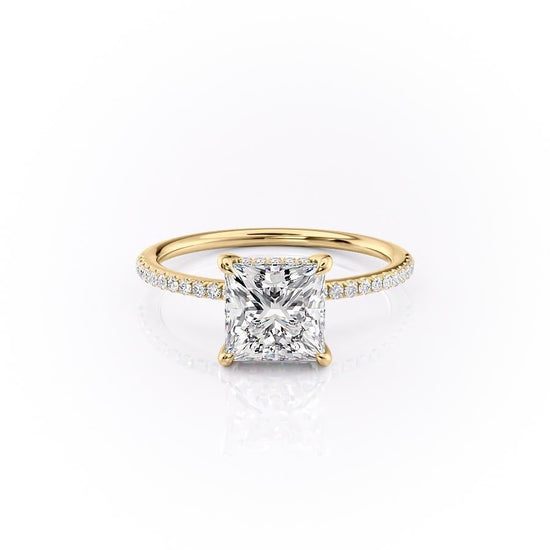 2.08 CT Princess Cut Solitaire Pave Setting Moissanite Engagement Ring 11