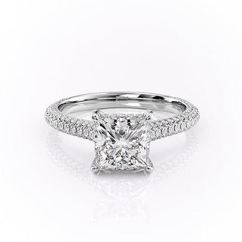 2.08 CT Princess Solitaire Triple Pave Setting Moissanite Engagement Ring 10