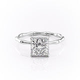 2.08 CT Princess Cut Solitaire Hidden Halo Setting Moissanite Engagement Ring 10