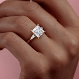 2.08 CT Princess Cut Three Stone Moissanite Engagement Ring 7