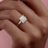 2.08 CT Princess Cut Three Stone Moissanite Engagement Ring 9