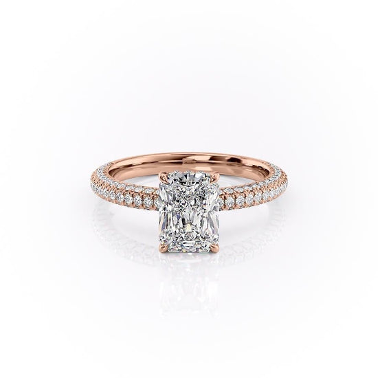 2.1 CT Radiant Cut Hidden Halo Triple Pave Moissanite Engagement Ring 12