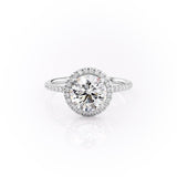 1.90 CT Round Cut Halo Pave Setting Moissanite Engagement Ring 10