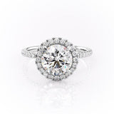 1.90 CT Round Cut Halo Pave Setting Moissanite Engagement Ring 10