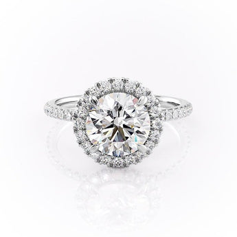 1.90 CT Round Cut Halo Pave Setting Moissanite Engagement Ring 10