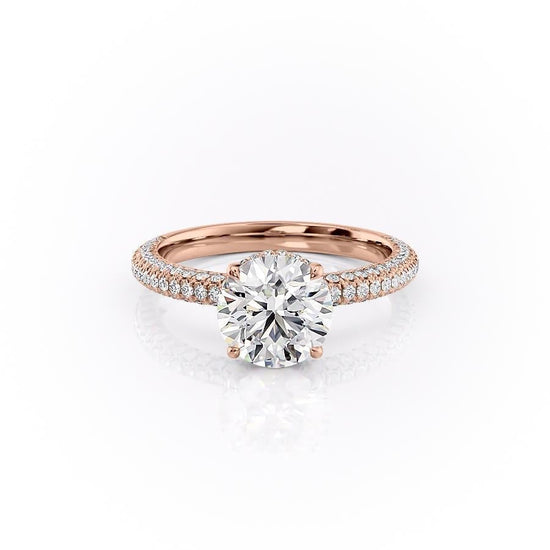 1.60 CT Round Cut Hidden Halo Triple Pave Moissanite Engagement Ring 12