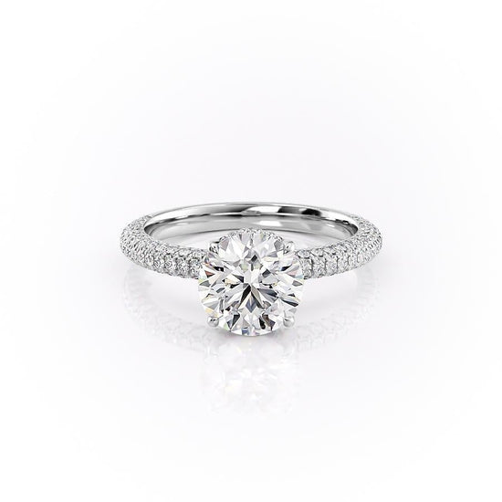 1.60 CT Round Cut Hidden Halo Triple Pave Moissanite Engagement Ring 10