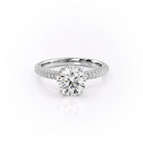 1.60 CT Round Cut Hidden Halo Triple Pave Moissanite Engagement Ring 10