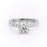 1.60 CT Round Cut Solitaire Pave Setting Moissanite Engagement Ring 10