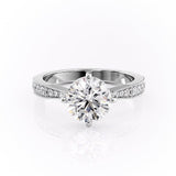 1.60 CT Round Cut Solitaire Milgrain Pave Set Moissanite Engagement Ring 10