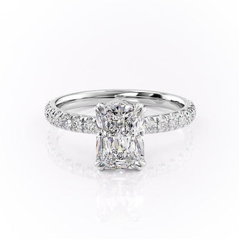 2.0 CT Radiant Cut Solitaire Pave Setting Moissanite Engagement Ring 10