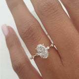 2.10 CT Oval Cut Solitaire & Dainty Pave Moissanite Engagement Ring 1