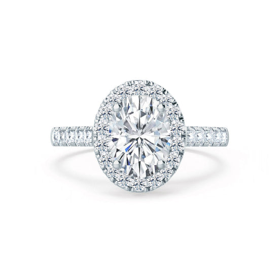1.50 CT Oval Shaped Moissanite Halo Style Engagement Ring 7