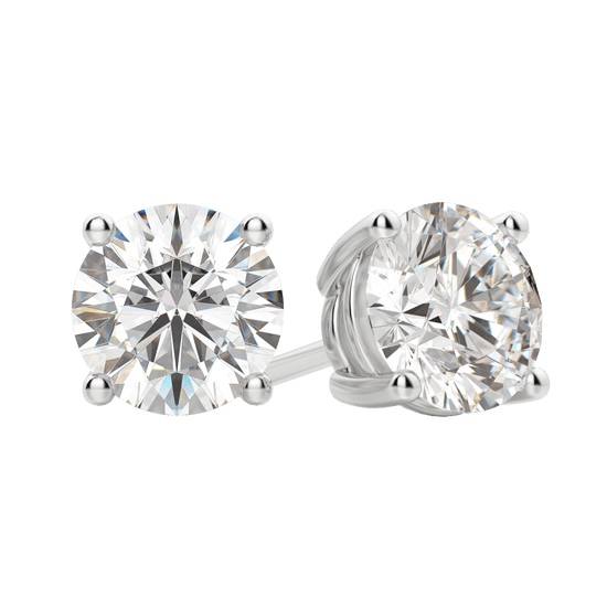 0.50 CT-4.0 CT Round Solitaire CVD F/VS Diamond Earrings 1
