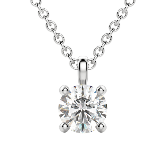 0.25 CT-0.75 CT Round Solitaire CVD F/VS Diamond Necklace 18