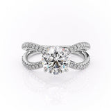 1.35 CT Round Cut Solitaire Unique Pave Setting Moissanite Engagement Ring 10