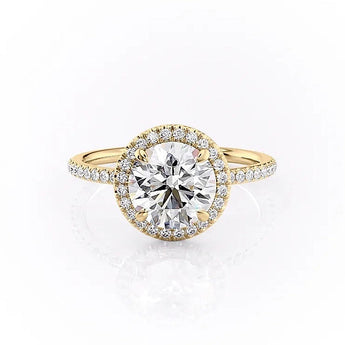 1.90 CT Round Cut Halo Pave Setting Moissanite Engagement Ring 11