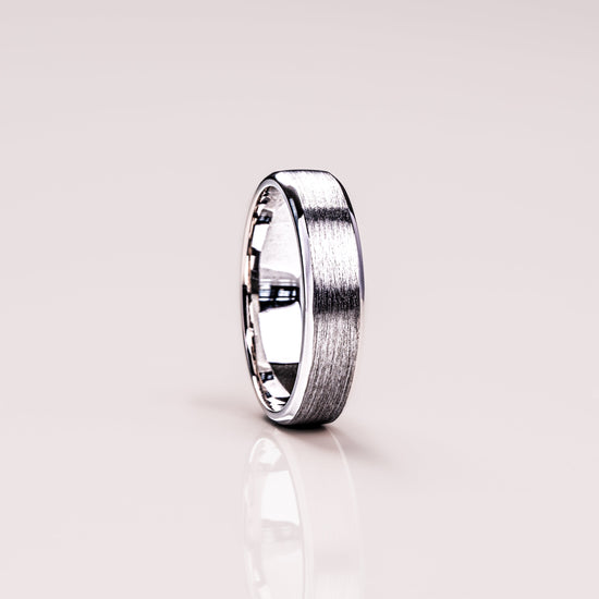 Brushed-Finish White Gold Men's Band 6