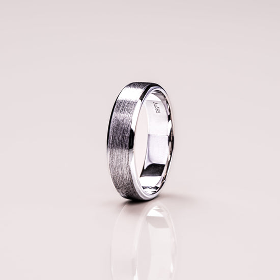 Brushed-Finish White Gold Men's Band 5