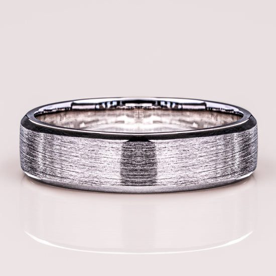 Brushed-Finish White Gold Men's Band 1