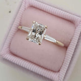 2.3 CT Emerald Three Stone Style Moissanite Engagement Ring 5