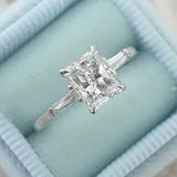 2.3 CT Emerald Three Stone Style Moissanite Engagement Ring 4