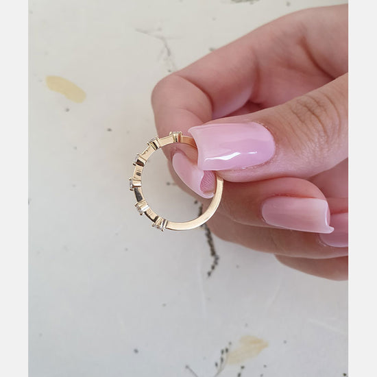 0.30 TCW Round Cut Dainty Pave Setting Moissanite Wedding Band 5