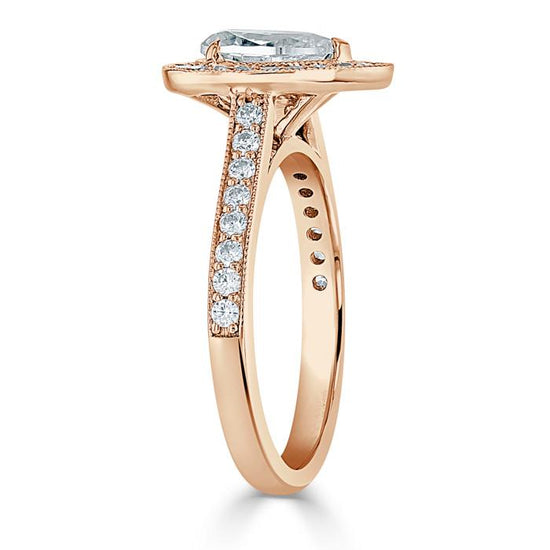 1.52 CT Pear Cut Halo Channel Pave Moissanite Engagement Ring 8